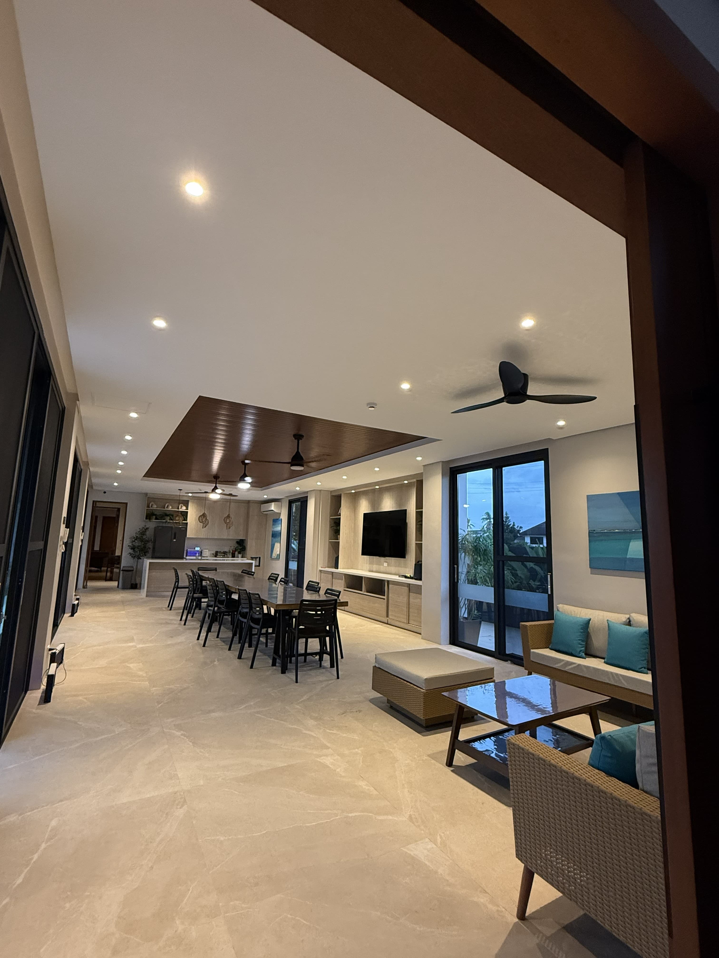 Longhouse dining hall and kitchen space